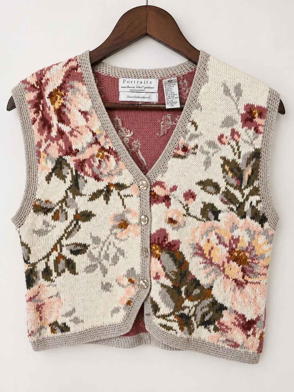 Portraits Northern Isles Petites Floral Sweater Vest Cottagecore Vintage